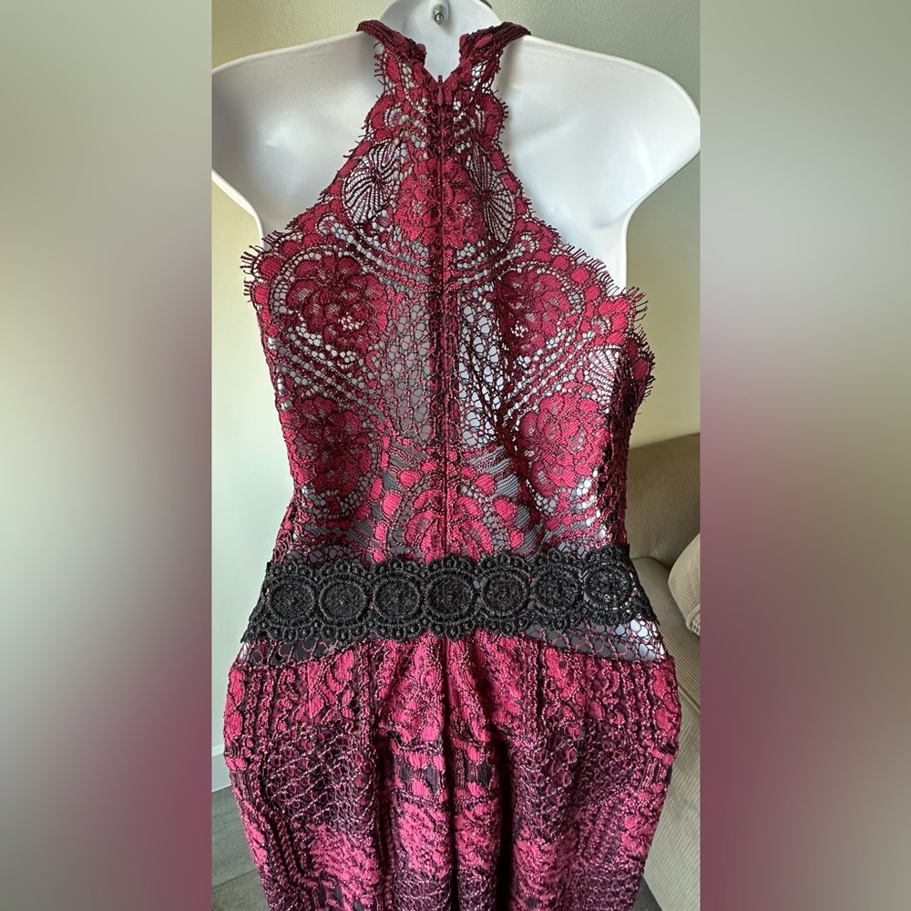 NWOT Alexis Maylina Lace Sleeveless Halter Jumpsuit Crimson size large - Picture 5 of 7